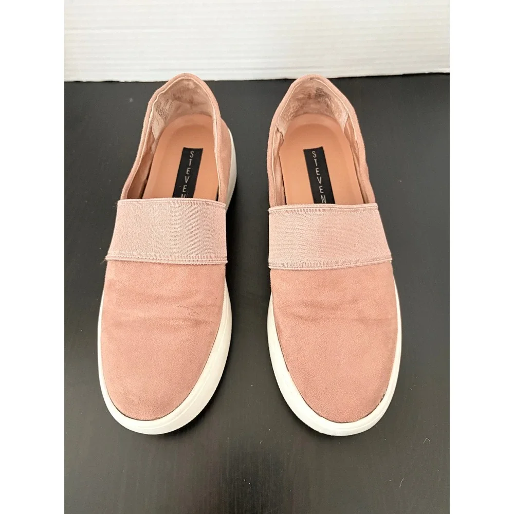 Steve Madden‎ Womens Heidi Platform Sneakers 6.5 Blush Pink Faux Suede Slip On